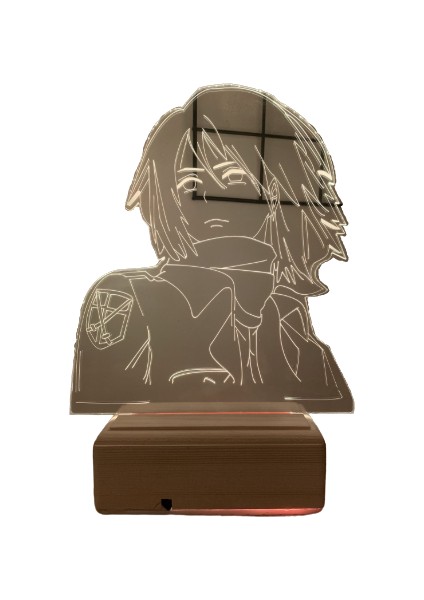 Atack Of Titans Mikasa Ackerman 16 Renk Gece Lambası