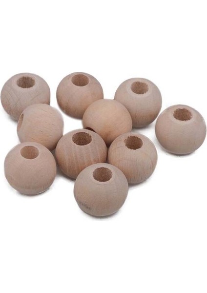 Ham Ahşap Boncuk 12 mm 10 Adet
