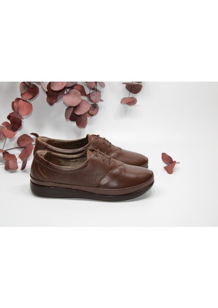 Hakiki Deri Düz Taban Topuk Dikeni Destekli Kahve Günlük Bağcıklı Klasik Ayakkabı fiyatları