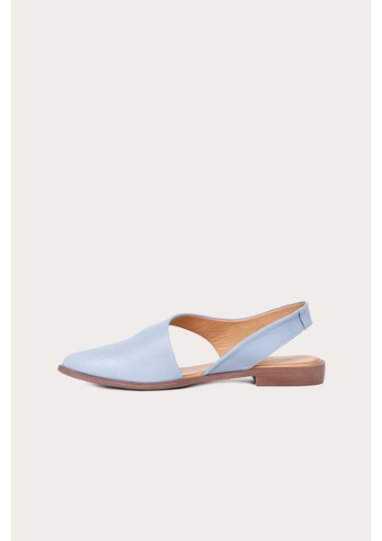 Mavi Deri Kadın Düz Sandalet modelleri