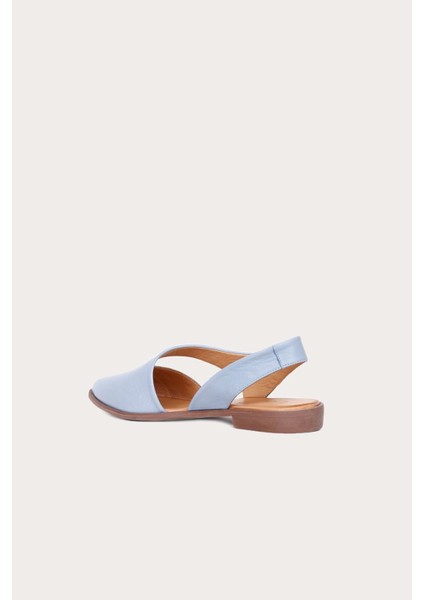 Mavi Deri Kadın Düz Sandalet fırsatları