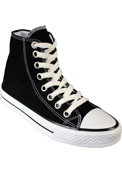 Yazkış Kadın Siyah Bilekten Uzun Keten Spor Ayakkabı