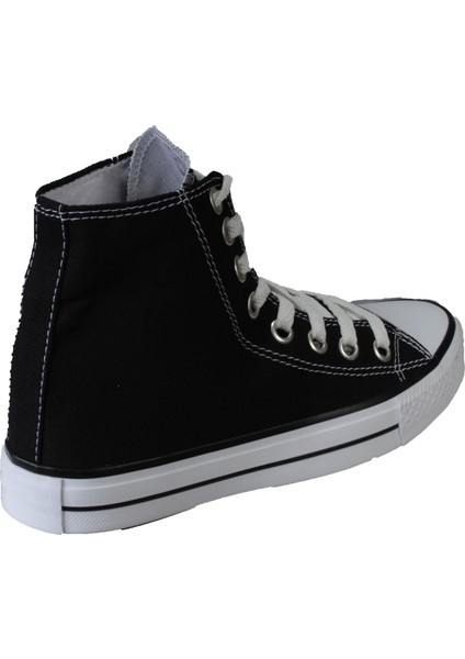 Yazkış Kadın Siyah Bilekten Uzun Keten Spor Ayakkabı fırsatları