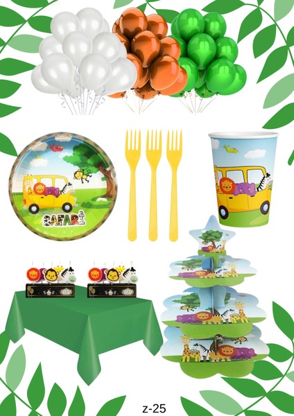 Safari Temalı 16 Kişilik Eğlence Parti Doğum Günü Seti / Safari Z-25-2