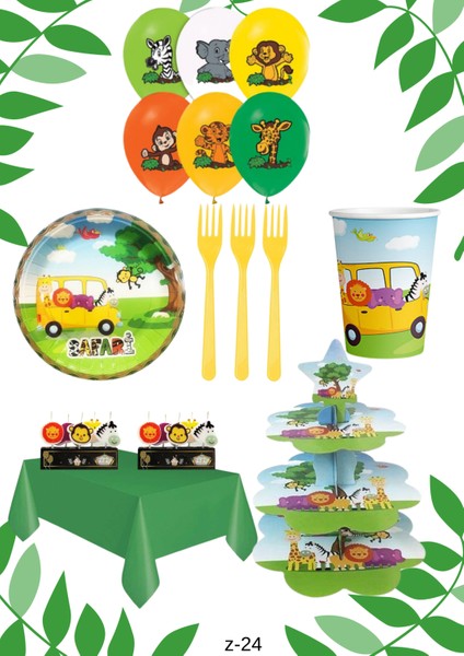 Safari Temalı 16 Kişilik Eğlence Parti Doğum Günü Seti / Safari Z-24-2
