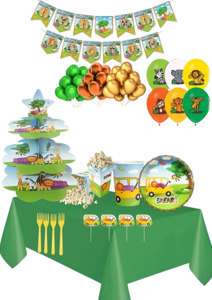 Safari Temalı 16 Kişilik Lüx Doğum Günü Parti Seti / Safari Z-9-2