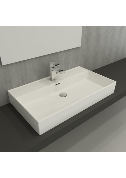 Bocchi Milano 80 cm Lavabo 1377-001-0126 Parlak Beyaz