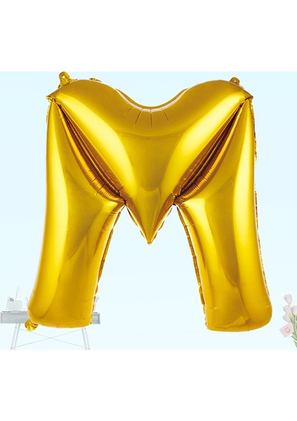 M Harf Folyo Balon, 100 cm - Altın
