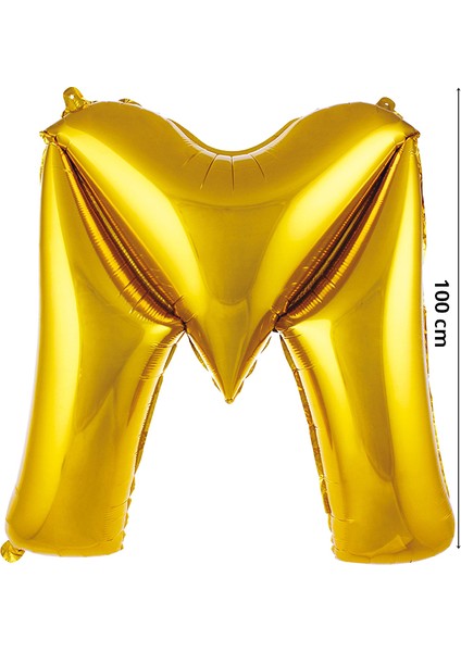 M Harf Folyo Balon, 100 cm - Altın