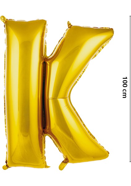 K Harf Folyo Balon, 100 cm - Altın