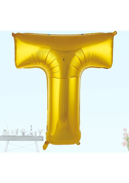 T Harf Folyo Balon, 100 cm - Altın