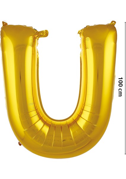 U Harf Folyo Balon, 100 cm - Altın
