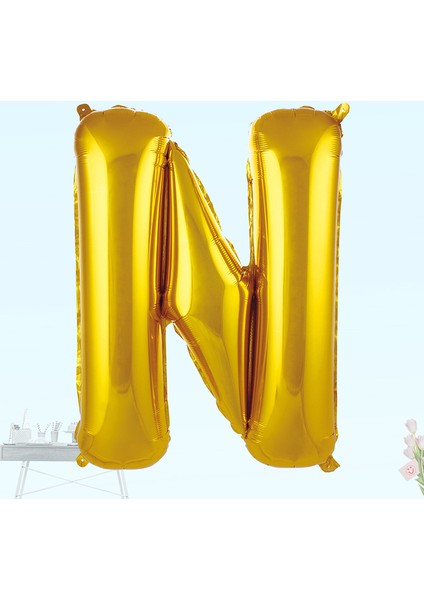 N Harf Folyo Balon, 100 cm - Altın