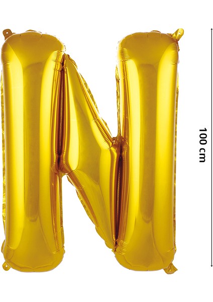 N Harf Folyo Balon, 100 cm - Altın