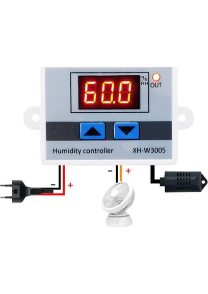 XH-W3005 220V Dijital Nem Kontrol Cihazı 1500W Kuluçka Sera Depo