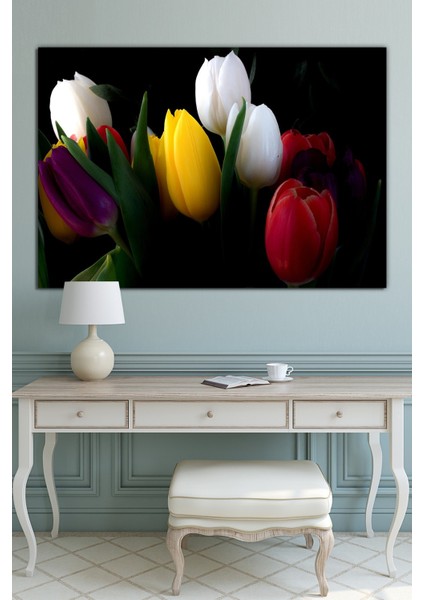 Laleler Temalı Kanvas Tablo, Kafe ve Bürolara Uygun
