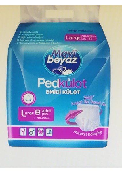 Mavi Beyaz Ped Emici Külot Büyük Boy 2 X8= 16 'lıyetişkin Hasta Bezi