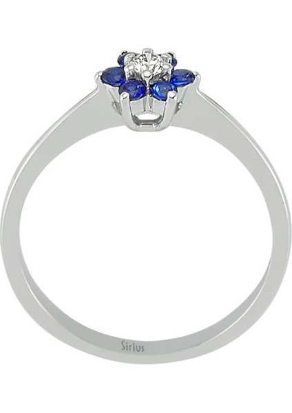 Safir ve Pırlanta Taşlı Papatya Yüzük 0417R0139 modelleri