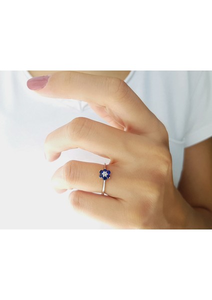 Safir ve Pırlanta Taşlı Papatya Yüzük 0417R0139 fırsatları