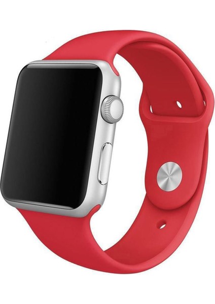 Apple Watch Uyumlu Se 44MM Silikon Kordon Kayış M-L Kırmızı