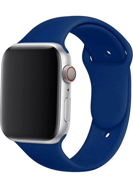 Apple Watch Uyumlu Seri 6 40MM Silikon Kordon Kayış M-L Lacivert
