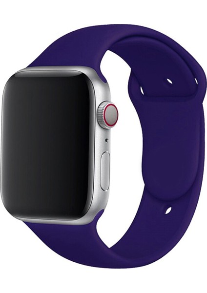 Apple Watch Uyumlu Seri 6 44MM Silikon Kordon Kayış M-L Mor