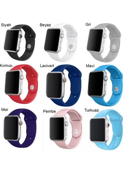 Apple Watch Uyumlu Seri 4 5 40MM Silikon Kordon Kayış M-L Lacivert
