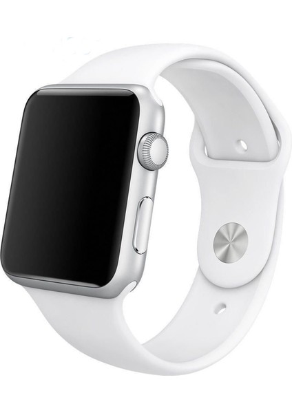 Apple Watch Uyumlu Seri 4 5 44MM Silikon Kordon Kayış M-L Beyaz