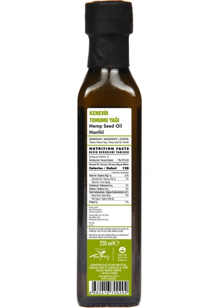 Kenevir Tohumu Yağı Soğuk Sıkım Cam Şişe 250 ml fiyatları