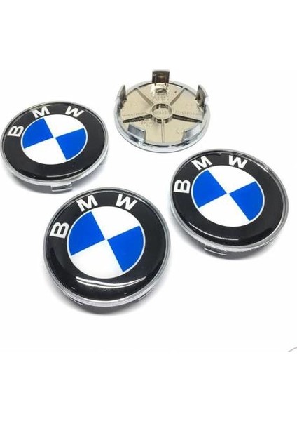 Bmw F30 - F10 Geçme Jant Göbeği Gri Mavi Beyaz 4'lü 65/68 mm