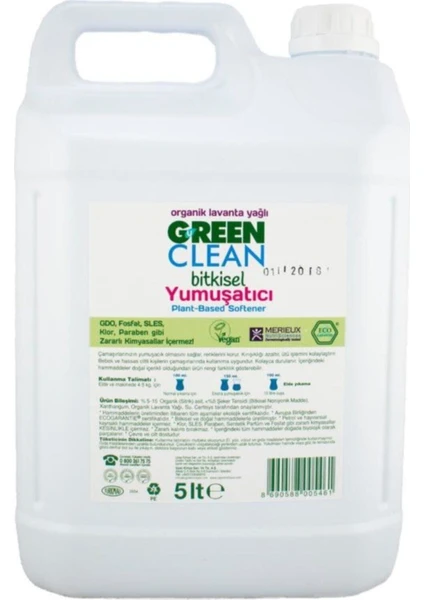 Green Clean Organik Lavanta Yağlı Bitkisel Çamaşır Yumuşatıcı 5 Lt