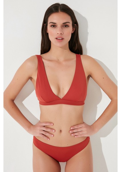 Tarçın Basic Deep V Bikini Üstü