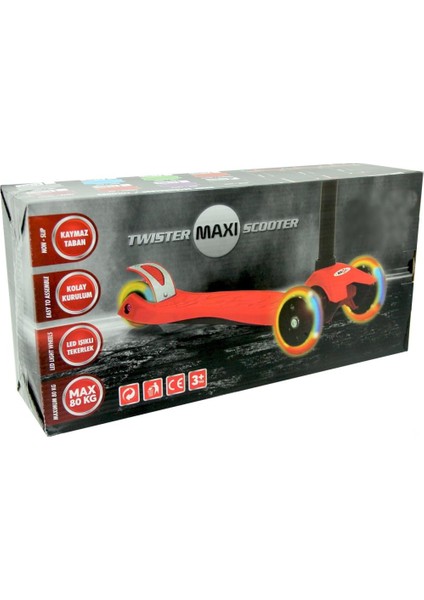 Can Oyuncak Shinaro MAXI Twister 3 Led Işıklı 3 Tekerli Yükseklik Ayarlı Scooter - KIRMIZI