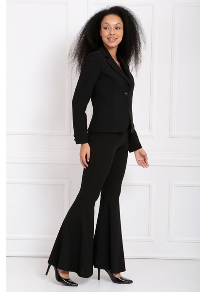 5 Cm.kumaş Kaplama Kemerli Diz Altı Volanlı Pike Pantolon | PNT32971 Siyah modelleri