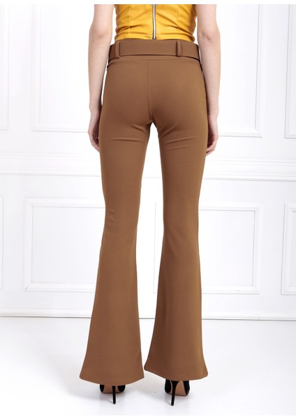 Ispanyol Paça Kemerli Örme Kumaş Pantolon PNT32439 Vızon indirimleri