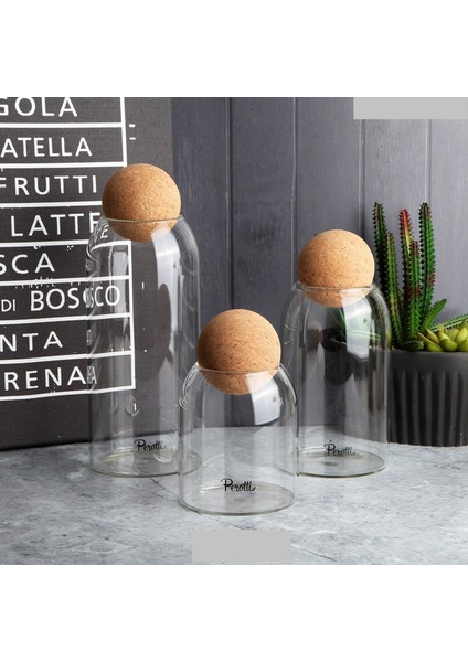 Romelu 3'lü Top Mantar Kapaklı Kavanoz Seti