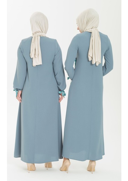 Kalem Spor Mint Tesettür Elbise 5246