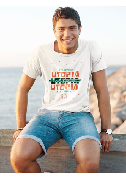 Unisex Beyaz Ön Dijital Baskılı T-Shirt