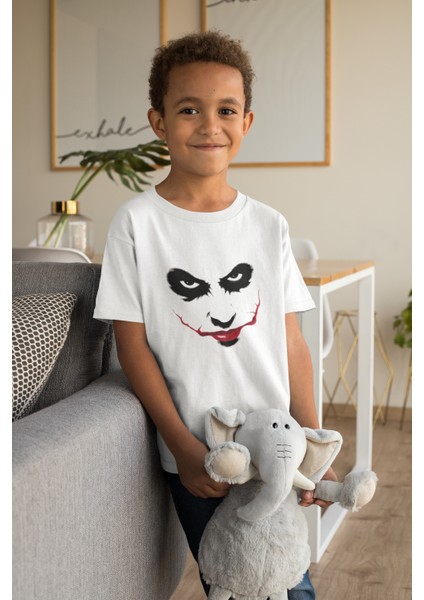 Çocuk Beyaz Tshirt Joker Dijital Baskılı