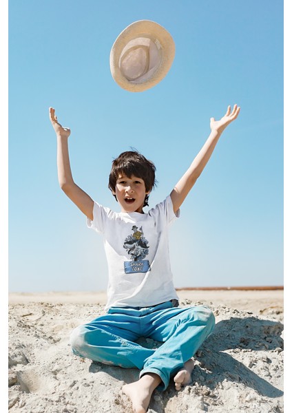 Çocuk Beyaz Tshirt Dijital Baskılı