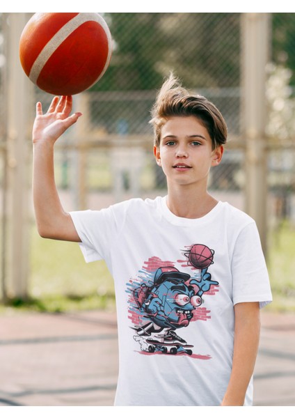 Çocuk Beyaz Tshirt Dijital Baskılı