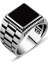 Simetrik Desenli Siyah Oniks Taşlı 925 Ayar Gümüş Erkek Yüzük 2