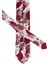 Beyaz Kırmızı Gül Desen Piliseli Ipek Kravat ES134 2