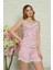 Dantelli Çiçek Desenli Kadın Pijama Takımı 2465-2 - Pembe Pembe - S 1