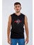 Unisex Ön Dijital Baskılı Kapşonlu Kolsuz Siyah T-Shirt 1