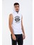 Unisex Ön Dijital Baskılı Kapşonlu Kolsuz Beyaz T-Shirt 2