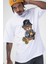 Oversize Bisiklet Yaka Baskılı Kısa Kollu T-Shirt Beyaz 2