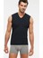 Erkek Penye Likra V-Yaka Kolsuz Francesco T-Shirt Atlet 2 Li Lacivert S-2xl 1