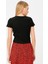 Kadın Siyah Kısa Kollu Fırfırlı Crop T-Shirt 15201206 Onlemma 2