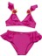 Kız Çocuk Pembe Aksesuar Detaylı Volanlı Bikini Takımı 1